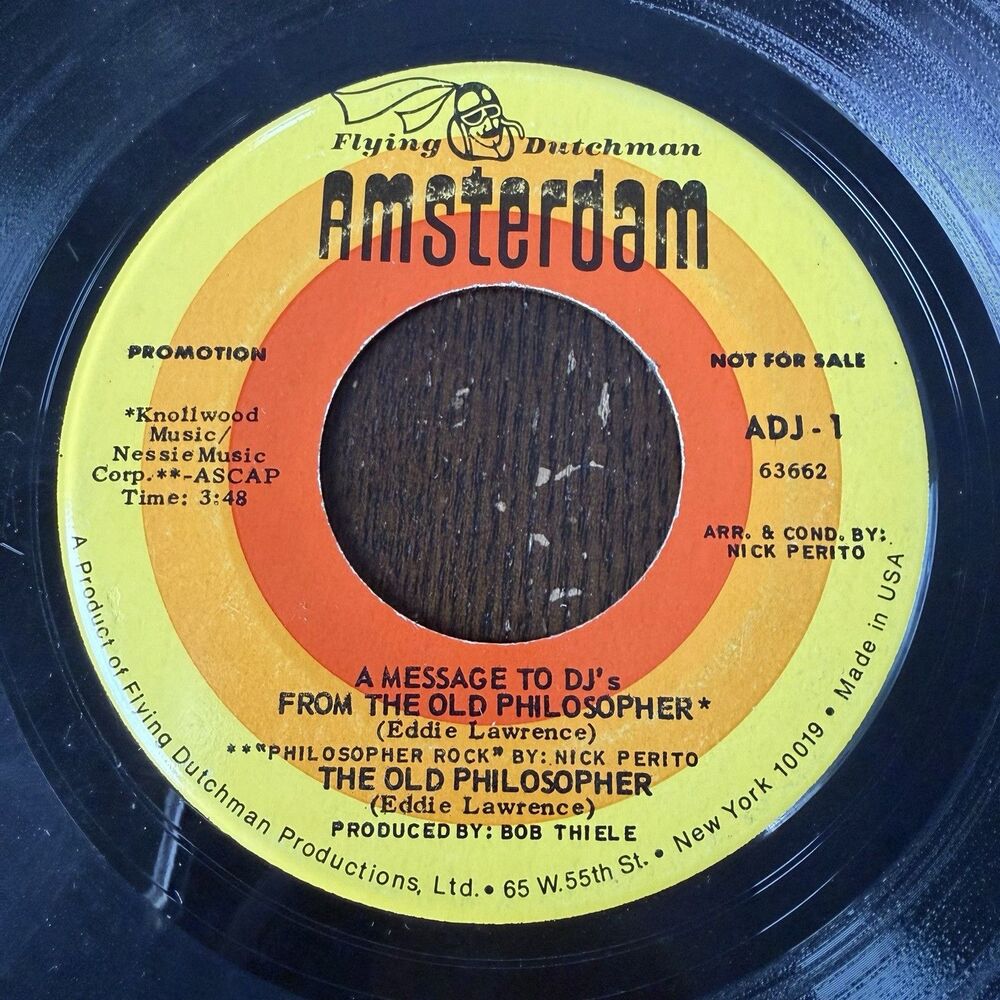 A Message To Djs From The Old Philosopher 45 Rpm (Hear, Listen) Amsterdam Promo